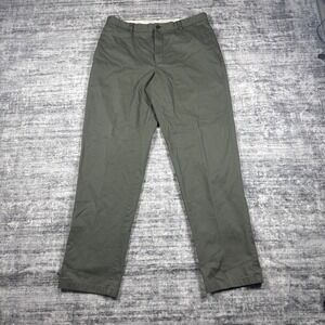L.L.Bean Men's Chinos Plain Front Pants Size 35x34 Classic Fit Green Khakis